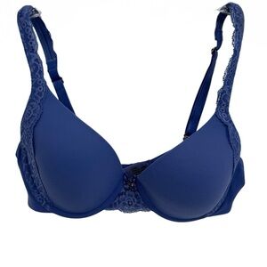 Soma Embraceable Demi Lace Trim Women's Purple Bra Size 34C Underwire Back Close